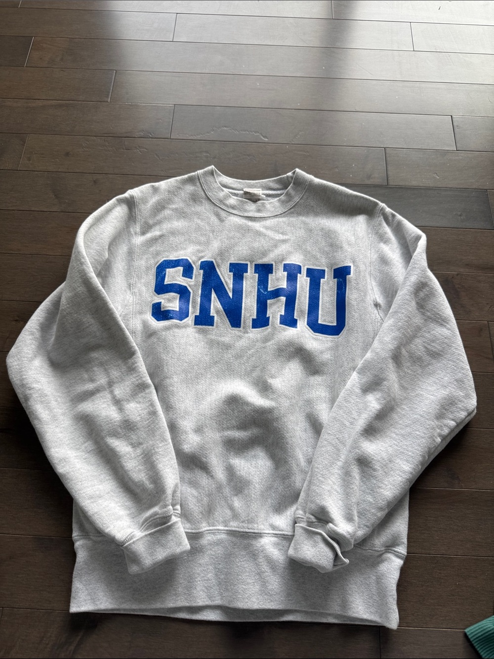 SNHU Gray Crewneck Sweatshirt with Blue Lettering